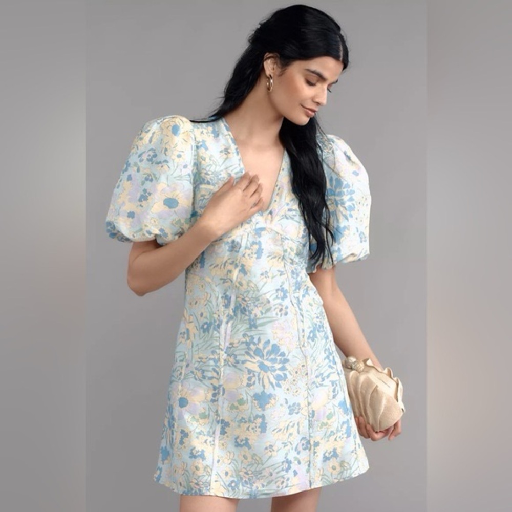 Anthropologie Lovaan Adeline Linen Silk Blend Mini Dress NWT Sz 8